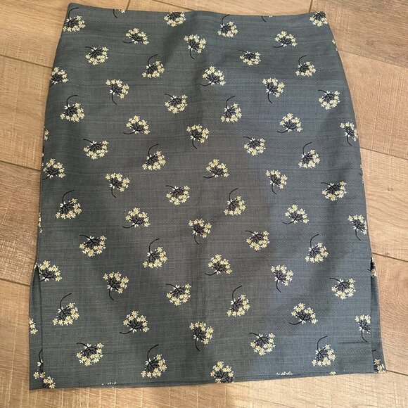 LOFT WOMENS GREEN PENCIL SKIRT NEW SIZE 12 FLORAL - Picture 1 of 9